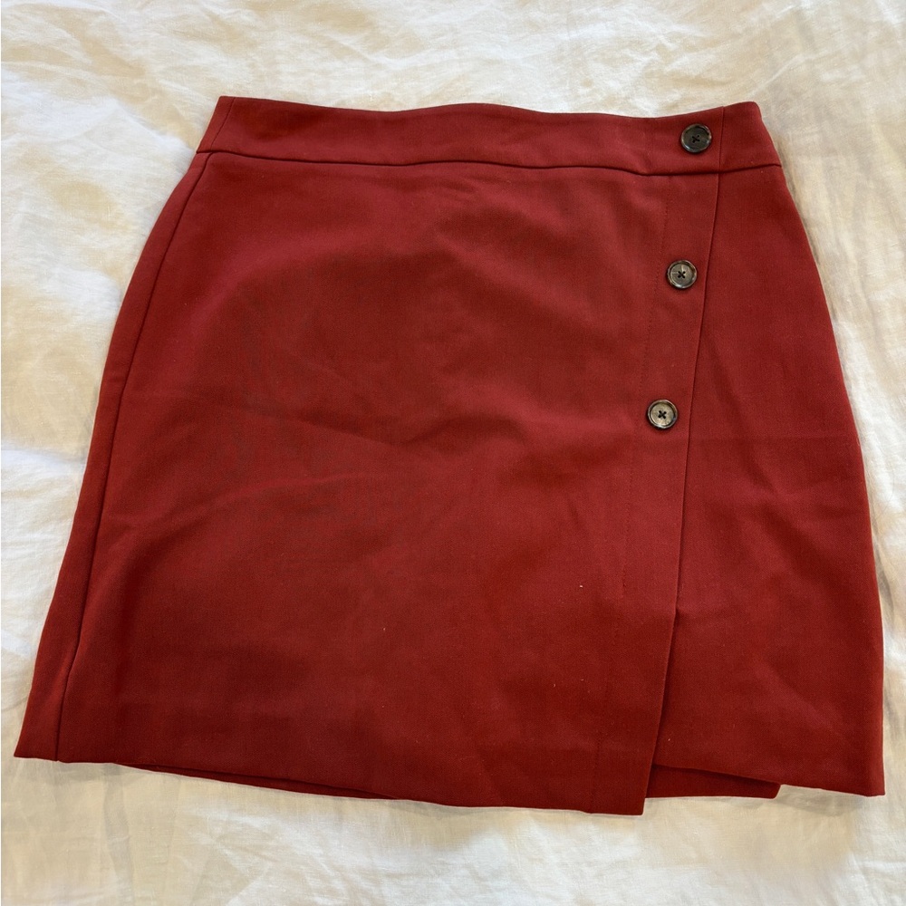 LOFT Orange Wrap Mini Skirt